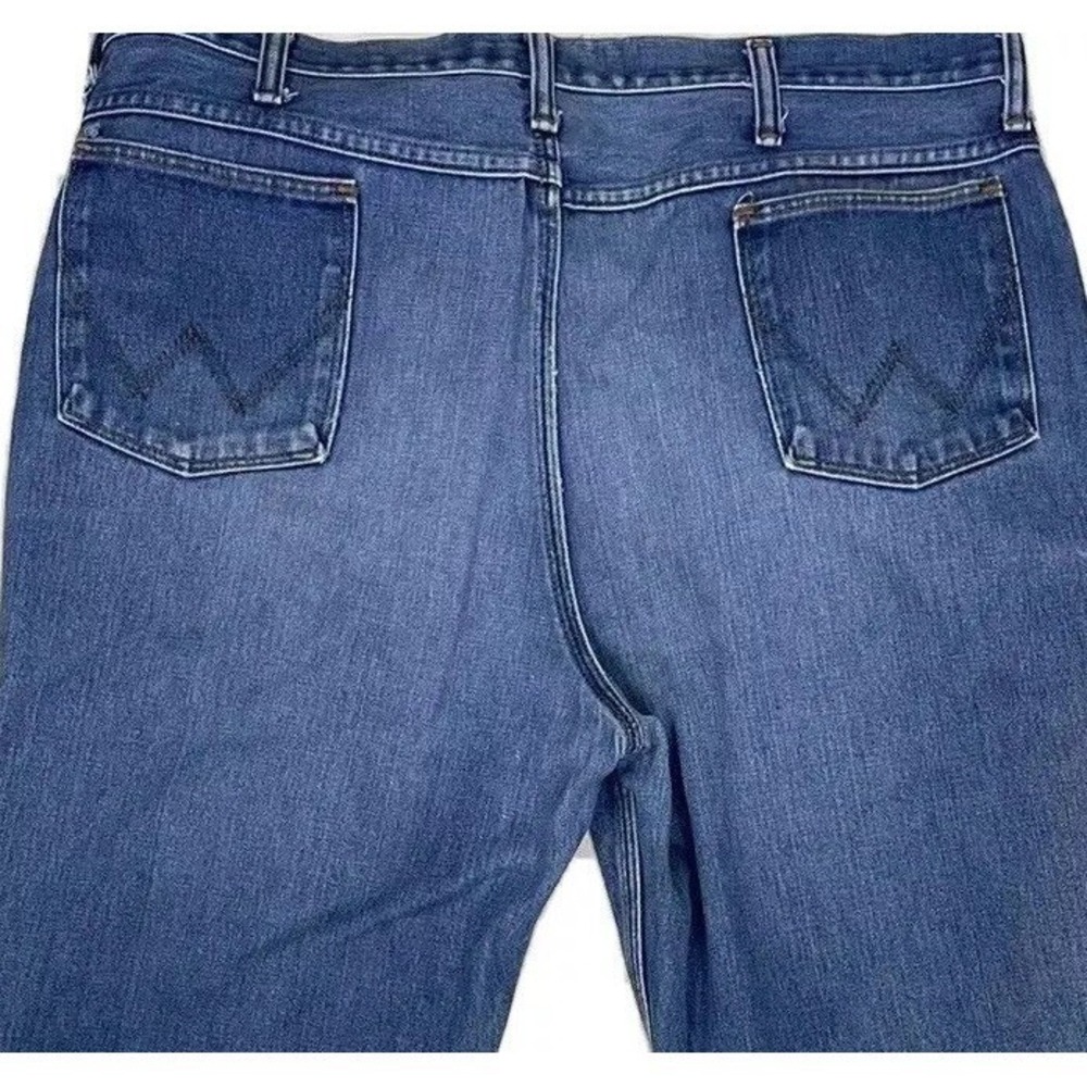 VTG Wrangler Bootcut Jeans Mens 36x32 Blue Cowboy Cut Western High Rise Whiskers